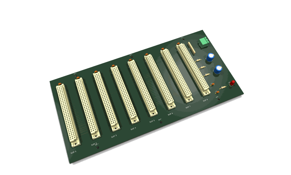 Backplane, KiCad 3D render