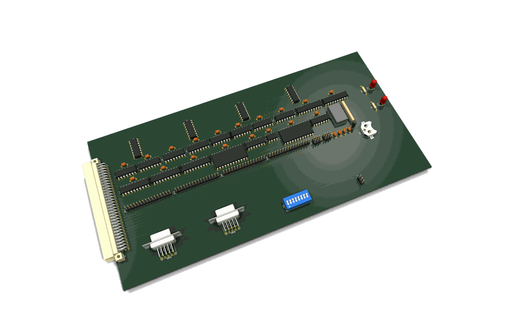 I/O card, KiCad 3D render